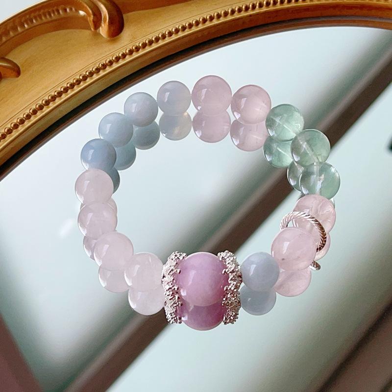 Bracelet Aquamarine bracelet powder crystal original design girlfriend gift