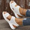 Large Size Casual Sandals Women Summer Thick Bottom Flat Heel Fish Mouth Elastic Sandals