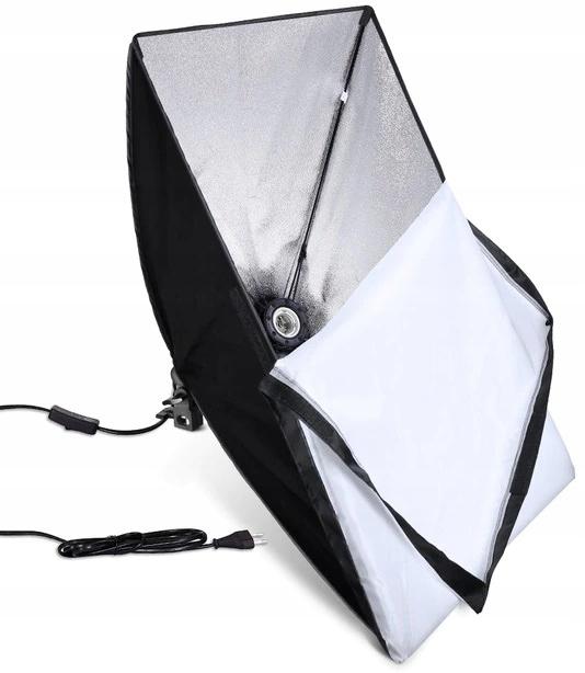 2 db fotólámpa, softbox, állítható állványos izzó, 50x70, + táska