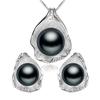 LSOOYH Shell Design Natural Freshwater Pearl Earrings Jewelry Sets CZ Cubic Zirconia Necklace Sets