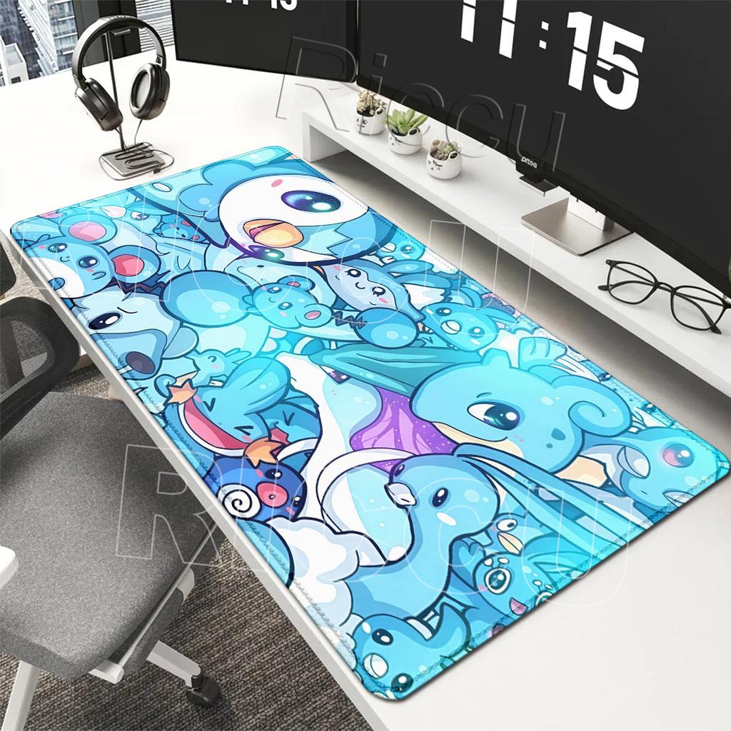 Large Mouse Pads XXL Anime P-pokemon Piplup Gaming Table Mats Kawaii Carpet Gamer Keyboard Non-slip Aesthetics Lockedge Desk Rug