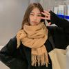 Women Solid Scarf Cashmere Pashmina Shawls Tassel Hijab Head Wraps Femme Thin Autumn Winter Tassel Scarves