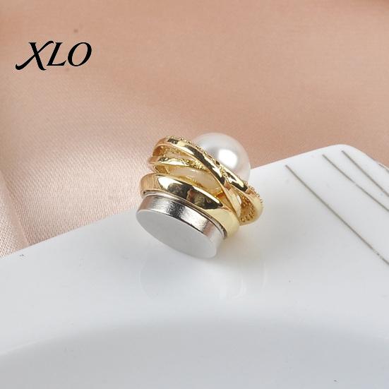 No Damage Scarf Button Faux Pearl Magnetic Pin, Sew Safety Clothing Decorative Brooch for Shirts Sweater, Reusable Pins
