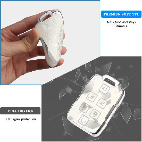 QBUC for Chevy Key Fob Cover,Soft TPU Car Key Case Protector with Leather Keychain Compatible with Chevy Silverado 1500 2500HD 3500HD Tahoe Suburban