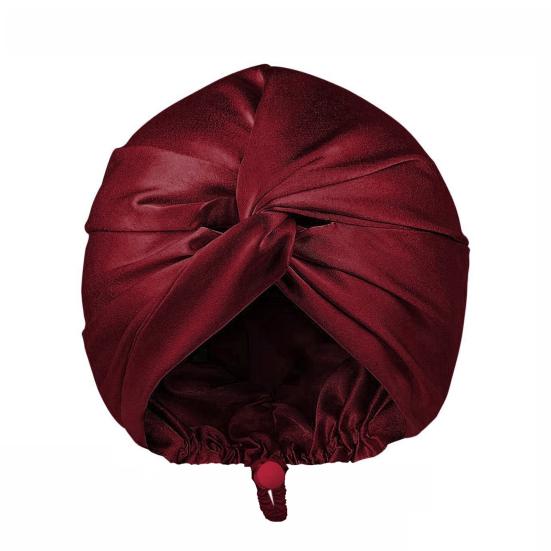 Шапочка для ухода за волосами Двухслойная из искусственного шелка Шапочка для сна Регулируемая сзади Пряжка Шапка-тюрбан Однотонный Домашний головной убор