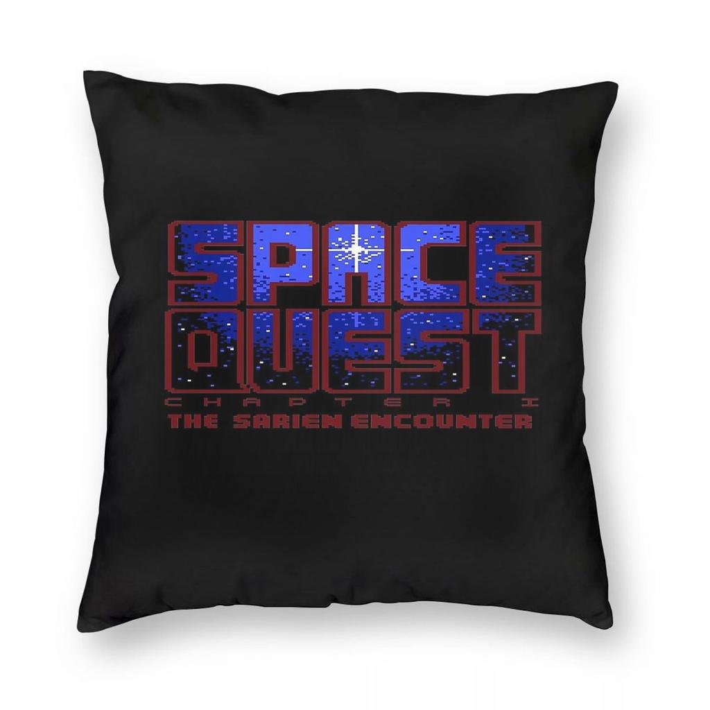 Space Quest Pixel Dos Game Square Pillowcase Polyester Linen Velvet Printed Zip Decorative Car Cushion Cover