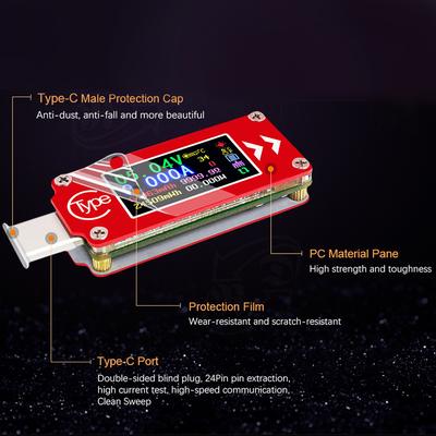 TC64 Тип C Цветной ЖК-дисплей USB Вольтметр Амперметр Измеритель напряжения и тока Мультиметр Аккумулятор PD Зарядка Пауэрбанк USB