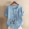 Women's Fashion Cat and Mouse Prined Short Sleeve T-shirt Loose Cotton Shirt Casual Loose Summer Blouse Plus Size Tops