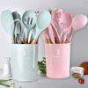Silicone Kitchenware Cooking Utensils Set Non-stick Cookware Spatula Shovel Egg Beaters Wooden Handle Kitchen Cooking Tool Set