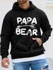 Dad-Themed unisex Autumn/Winter Long-Sleeve Hooded Sweatshirt, PAPA BEAR Bear Dad Arrow Slogan Creative Graphic Print Casual Versatile Top, American H