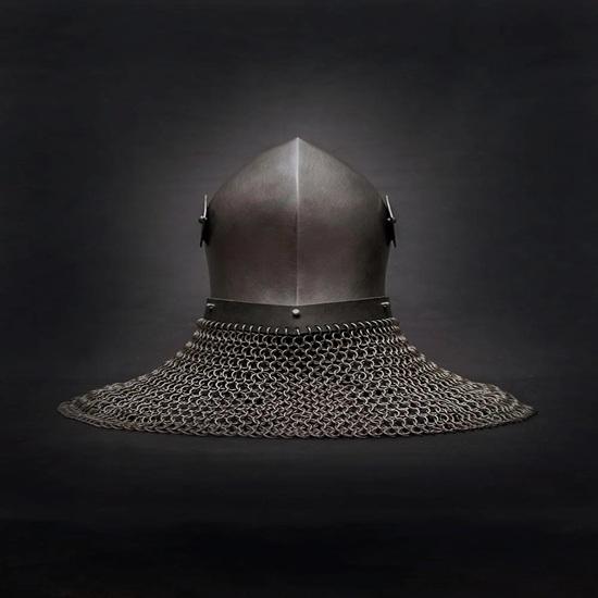 Spoleto Bascinet Helmet with Chainmail Medieval Combat-Ready Knight Armor Buhurt SCA Steel Helm Visored Bascinet with Liner