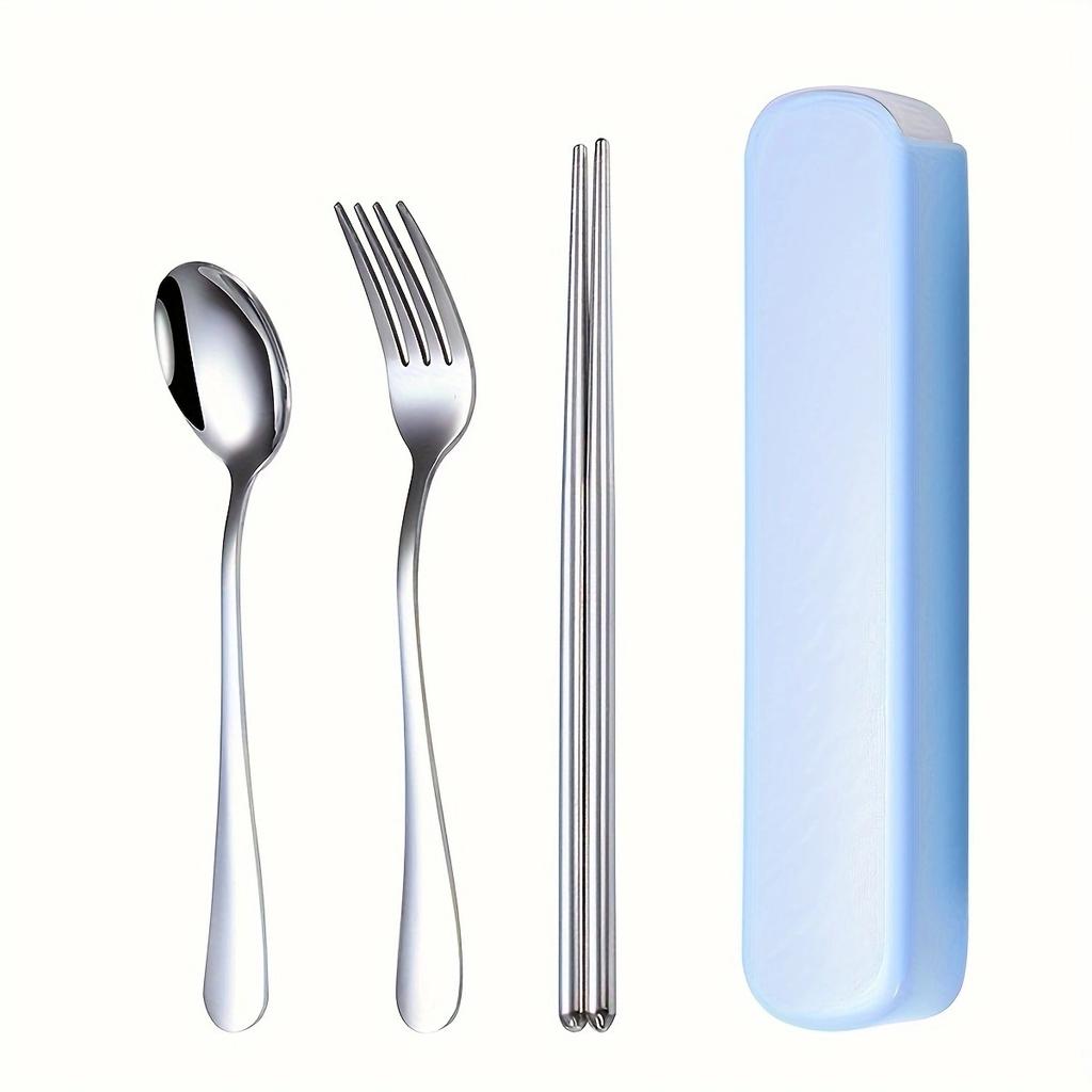 1 набор/2 набора/3 набора-Набор палочек и ложек, Портативный одинарный контейнер для хранения столовых приборов для ланча для детей начальной школы, Нержавеющая сталь