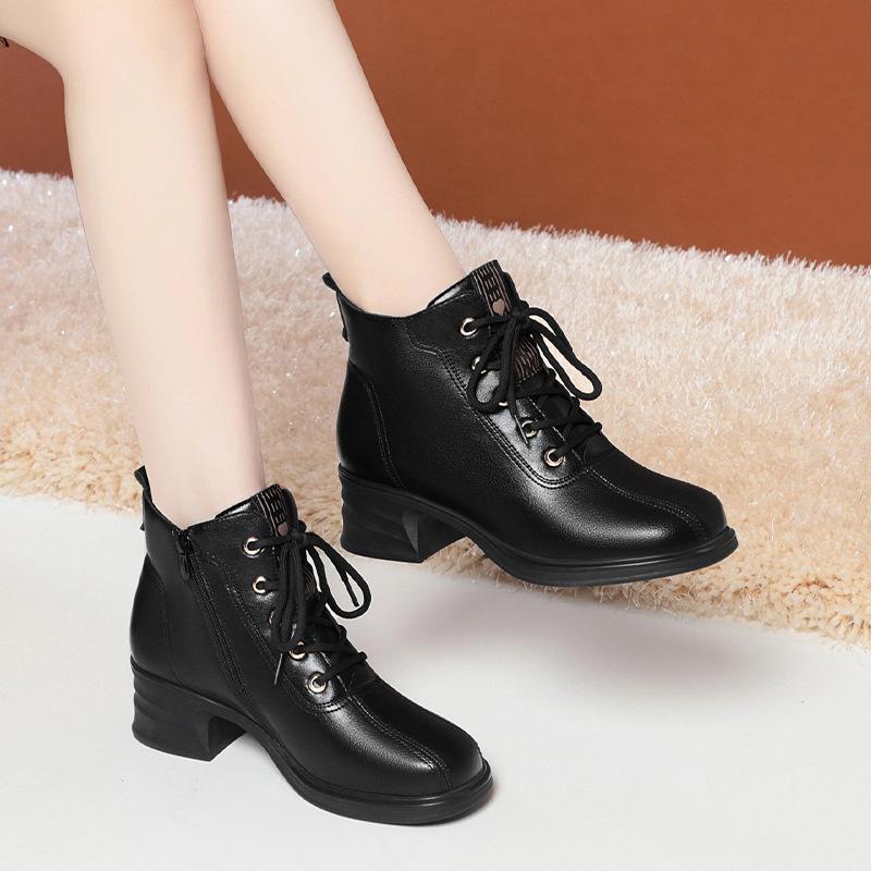 Осень Зима Новая Мода Женские Ботинки Британские Короткие Хлопковые Ботинки Прилив Плоские Теплые Толстый Каблук Плюс Флис Мягкие Кожаные Ботинки