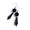 Black Rose Earrings Vintage Geometric Blood Drop Cone Crystal Creative Witch Jewelry Accessories