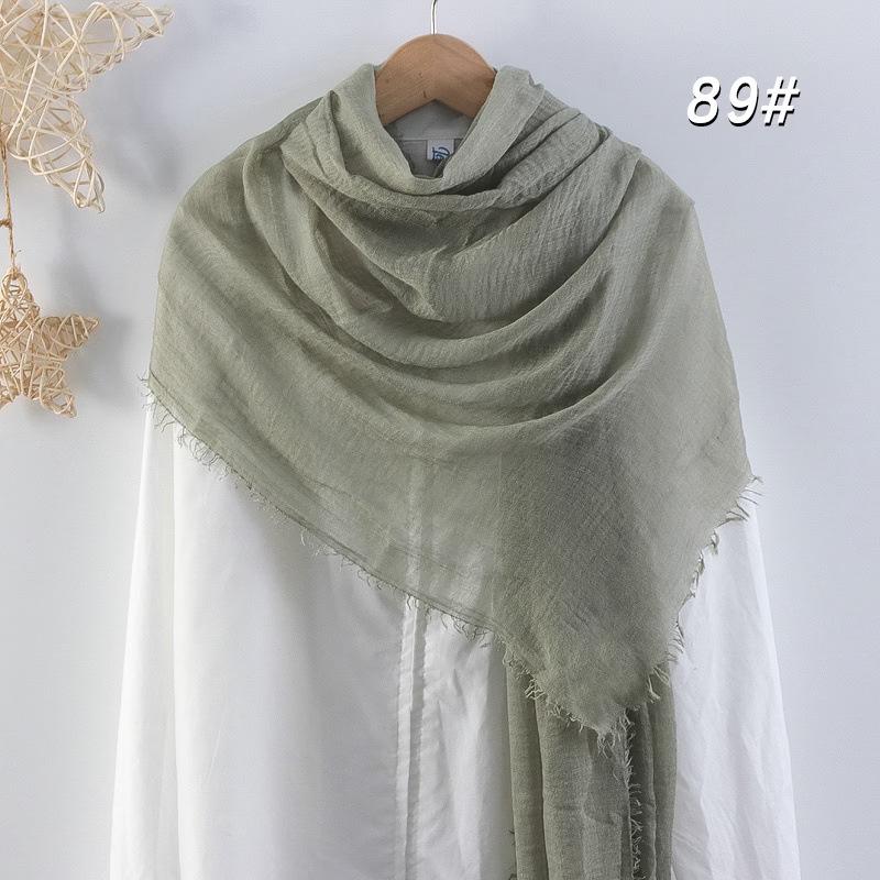 Женский хлопковый льняной шелковый шарф - всесезонный, однотонный, универсальный, как головной убор и как солнцезащитный козырек