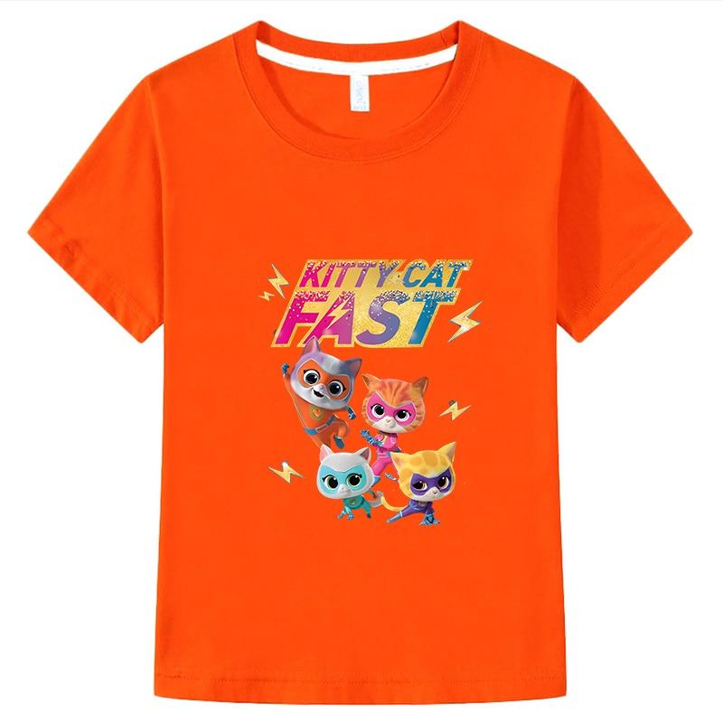 Футболка SuperKitties для мальчиков 10 лет, футболка с аниме, хлопковые топы с героями мультфильмов, одежда для девочек y2k, цельная летняя детская одежда