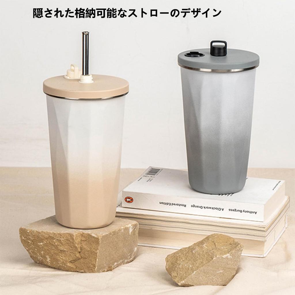 KAISWK Tumbler with Straw 600ml with Lid Large Capacity Straw Water Bottle Vacuum Insulated Tumbler Stylish Stainless Steel Portable Coffee Cup