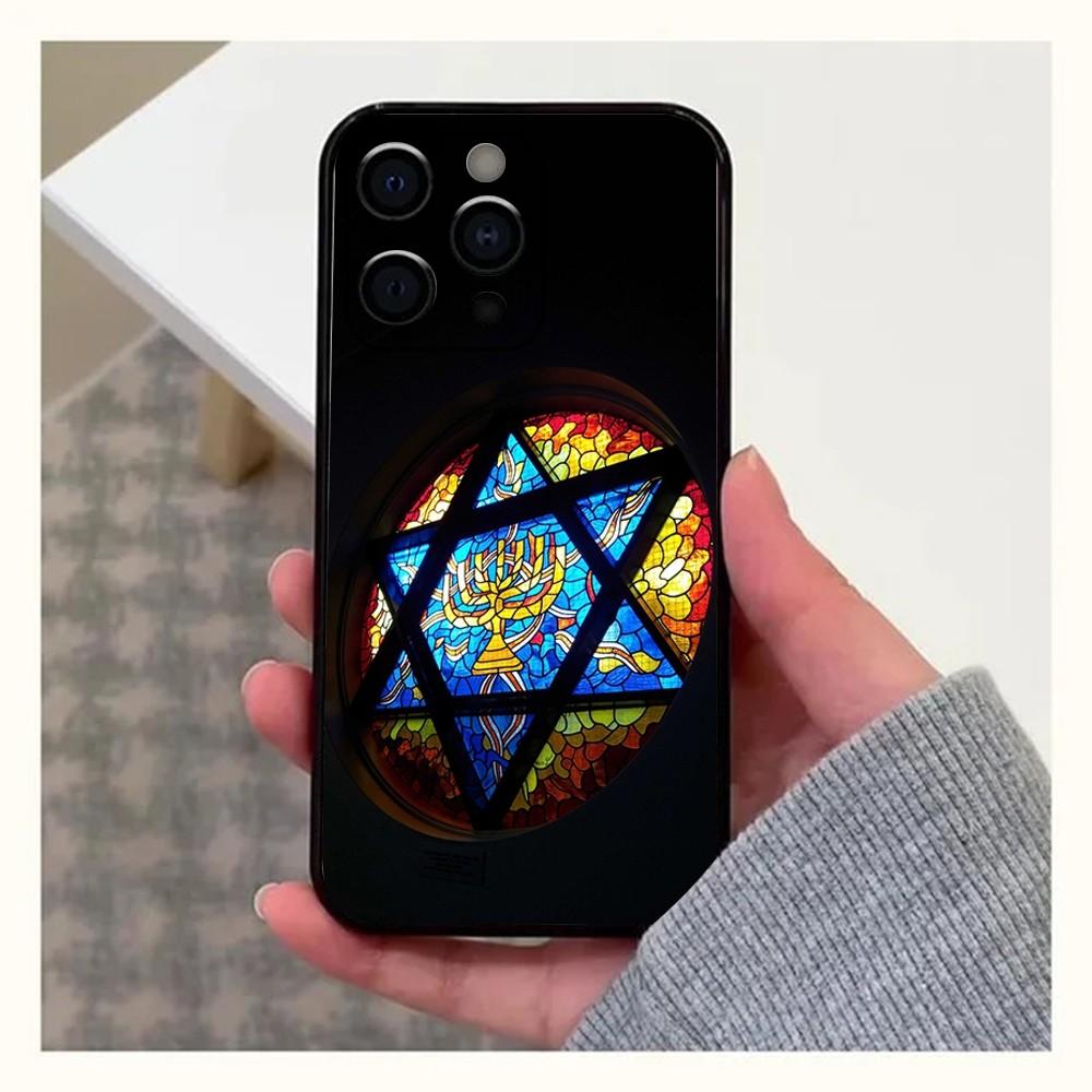 Чехол для телефона со звездой Давида для Apple iPhone 15, 14, 13, 12, 11, Pro, X, XS, Max, XR, Plus, Mini, мягкий черный