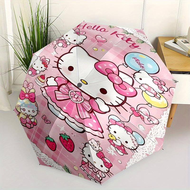 Hello Kitty, Cute Automatic opening and closing folding umbrella with 8 rib frame and compact travel design, perfect for all occasions | Sty