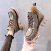 Fashion Shoes for Women 2024 Autumn Winter New Chunky Heel Platform Lace-up Women's Boots Fashionable Round Toe Zipper Motorcycle Boots