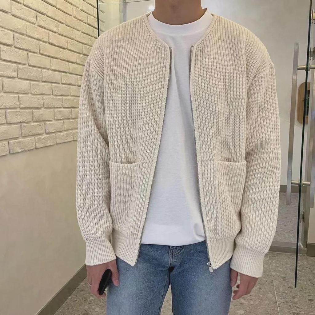Men's Korean Style Knitted Zipper Cardigan: Trendy, Casual, and Versatile for Spring & Autumn 2024