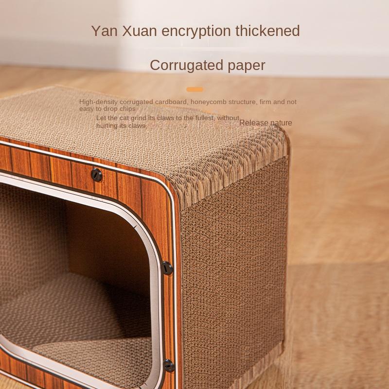 Креативная когтеточка для кошек, ТВ-коробка для кошек, устойчивая к царапинам, износостойкая, трехмерная игрушка для питомца, картон, без мусора, среда обитания для питомца