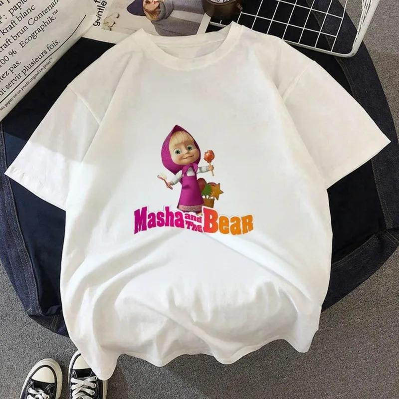 New 2026 Mashas and The Bears Kids Clothing Tees Summer Printed Cartoon Girls Short Sleeve Childrens T Shirts Crewneck