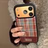 Ретро бордовая клетка для Apple 17 Promax Чехол для мобильного телефона для iPhone 16 Клейкий Жесткий 15 Осень и Зима 13 Противоударный