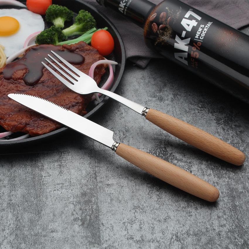 HANYANG креативная деревянная ручка из нержавеющей стали, западный нож и вилка, бытовая гостиничная ложка, рисовая ложка, суповая ложка, десертная ложка
