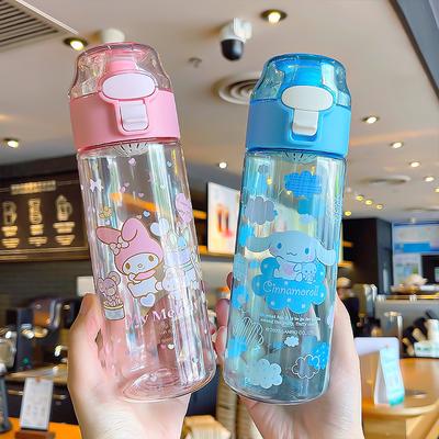Пластиковая бутылка для воды Sanrio 550 мл, милая Киннаморолл Куроми, стакан для воды, пластиковая бутылка для напитков для девочек, портативные спортивные стаканы для улицы