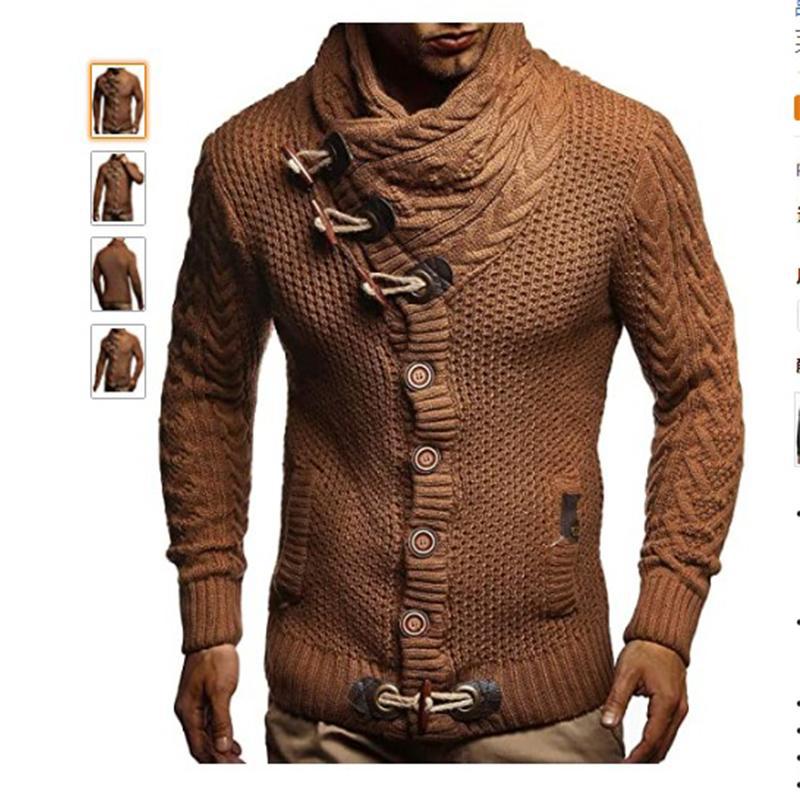 Новый осенне-зимний толстый теплый свитер, облегающий мужской свитер, мужской многоцветный вязаный свитер