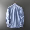 Foreign Trade Original Order Label Cutting Export Original Order Cattle Goods Men Pure Cotton Pure Color Stripes Stand Collar Casual Long Sleeve Shirt