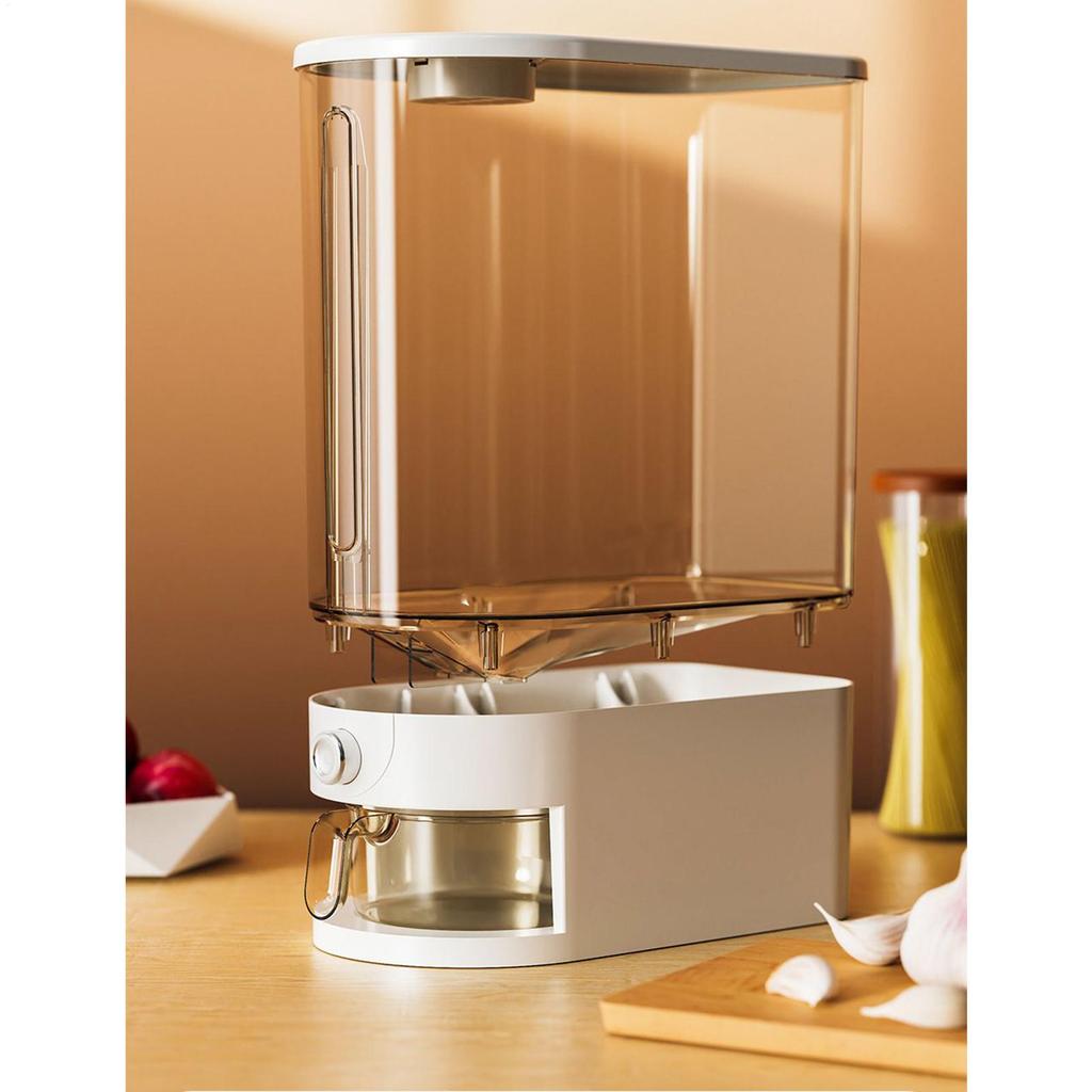 Rice Storage Container 10kg Rice Bin Leakproof Transparent Food Bin Moisture Proof Bucket Box Organizer Keeper for Kitchen