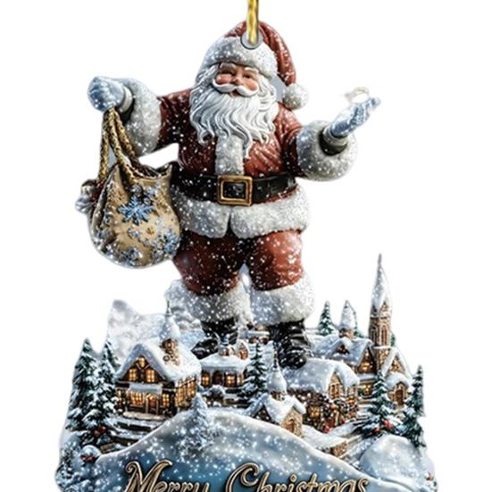 Yousheng Рождественский Снежный Деревенский Дом Украшение Бревенчатая Хижина Дерево Подвесное Украшение Акриловый Подвесной Декор Для Домашней Вечеринки Автомобильный Декор