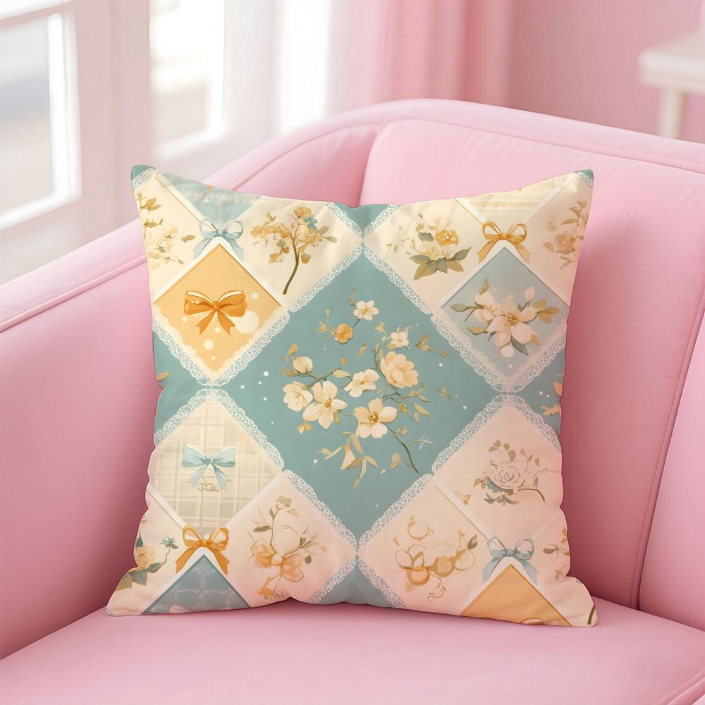 Colorful checkered pattern Cushion Cover Pillow Case Soft Skin Friendly Fabric Comfort Concealed Zipper