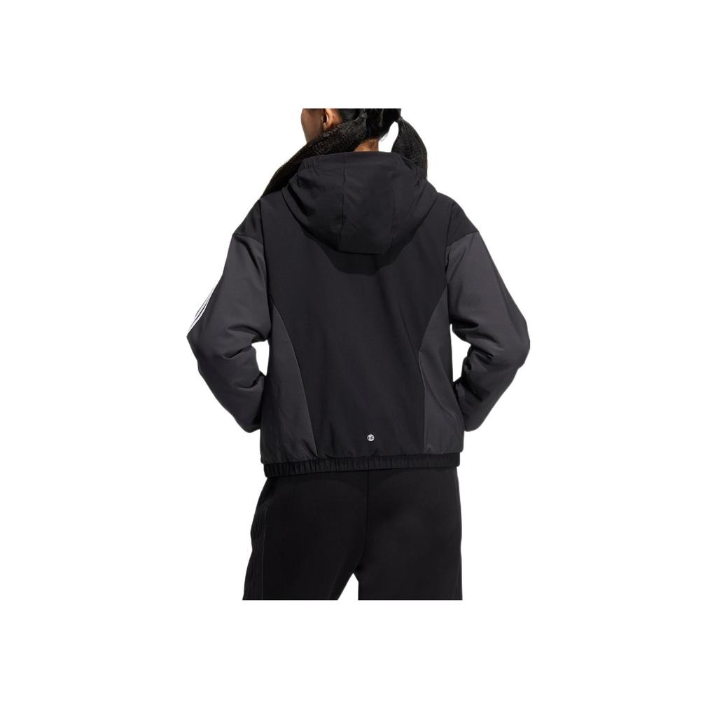 Adidas Спортивная куртка с капюшоном с логотипом, женские топы, черный HY2874