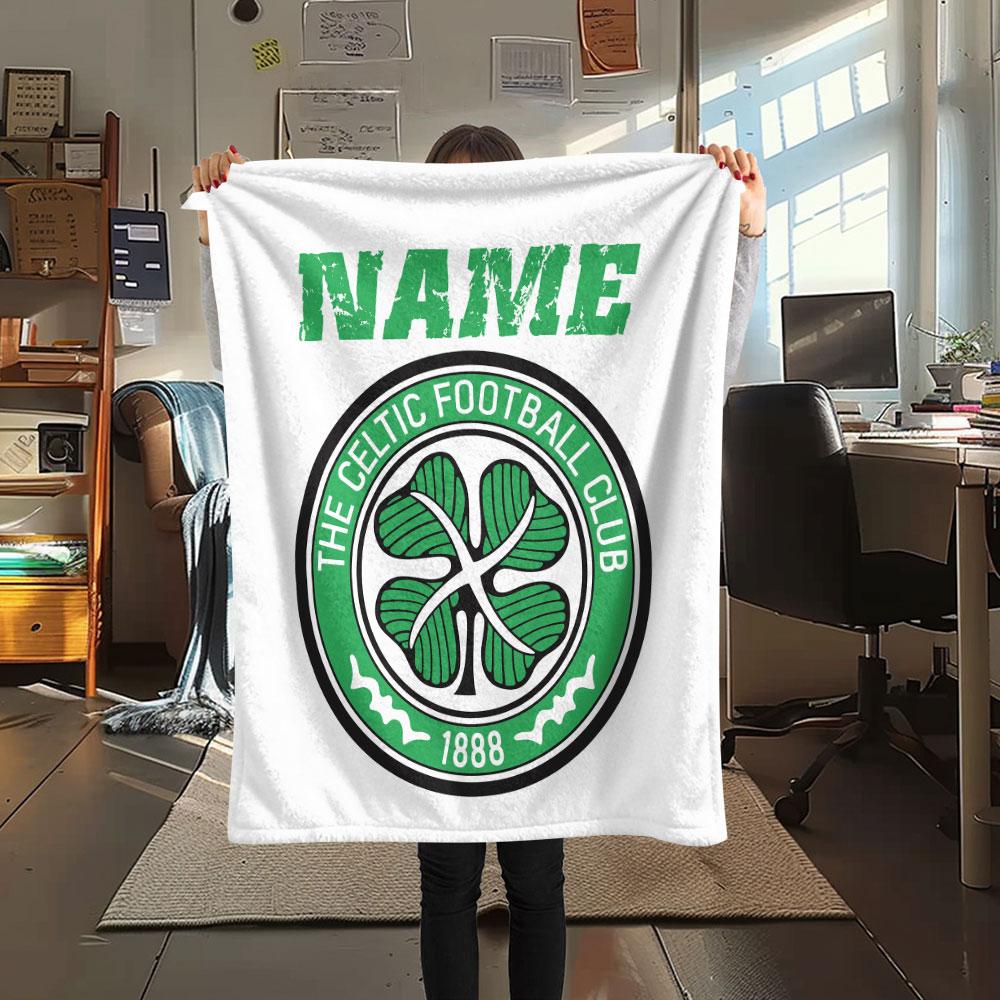 Custom Name,Celtic FC Printed Flannel Blanket, soft throw for bedroom sofa, washable, Christmas present, great gift.