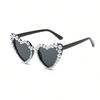 Heart Big Frame Love Inlaid Pearl Fashion Ladies Sunglasses Wedding Decorative Glasses for Party Use