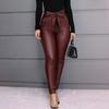 2022 Exclusive Design Fashion High Waisted Casual Trousers Women's Leggings Leather Pants  Solid Stretchy Skinny Pencil Trousers