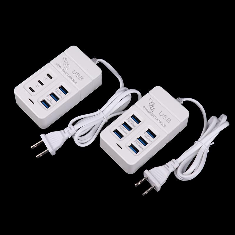 1 шт., многопортовое зарядное устройство Us Plug 6 портов, 35 Вт, Pd Type-C, быстрая зарядка мобильного телефона, настенные зарядные устройства, USB-концентратор TypeC