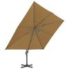 Parasol - vidaXL - Taupe - Aluminium - Résistant aux UV - Base portable