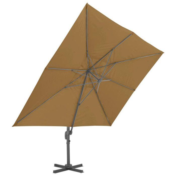 Parasol - vidaXL - Taupe - Aluminium - Résistant aux UV - Base portable
