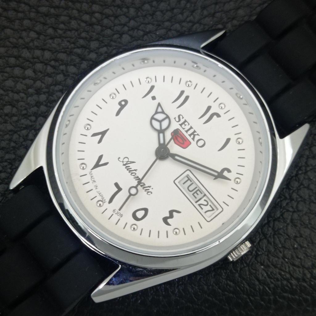 ОТРЕМОНТИРОВАННЫЕ ВИНТАЖНЫЕ МУЖСКИЕ ЧАСЫ SEIKO 5 AUTOMATIC 6309A ЯПОНИЯ БЕЛЫЕ a441205-4