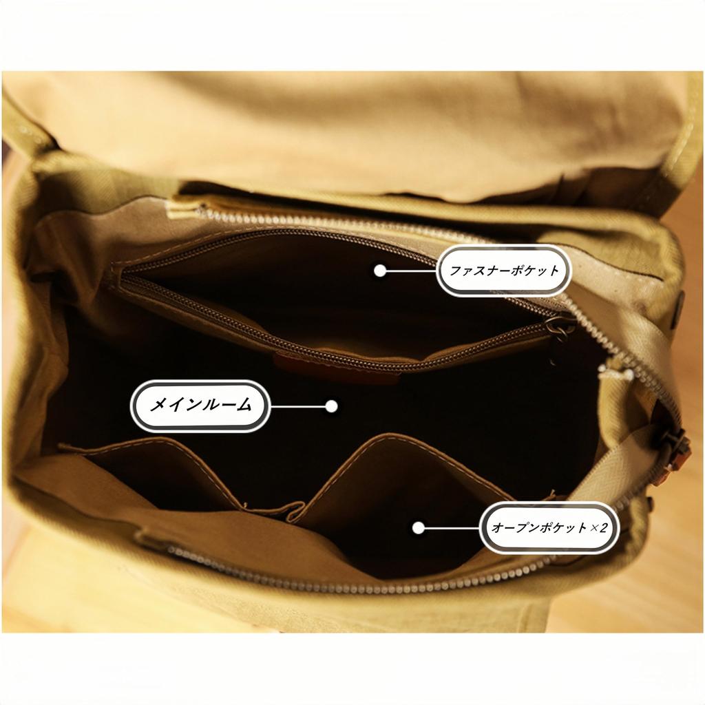 IOKI HAPU Canvas and Genuine Leather Backpack with Back Water Rucksack Pocket, Repellent, Mother's Bag, (green)