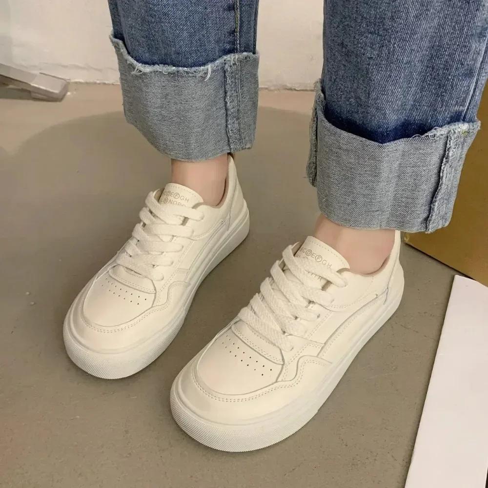 Little White Shoes Women Sneakers 2025 New Breathable Genuine Leather Women's Shoes Casual Sports Board Shoes Sneaker