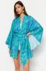 Women's Fashion New Kimono&Kaftan Floral Pattern Belted Mini Woven KimonoKaftan