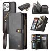 2 in 1 Detachable Cards Solt Zipper Purse Wallet Case For iPhone 16 Pro Max 15 14 Plus 13 12 11 XS X Magnetic Flip Leather Case
