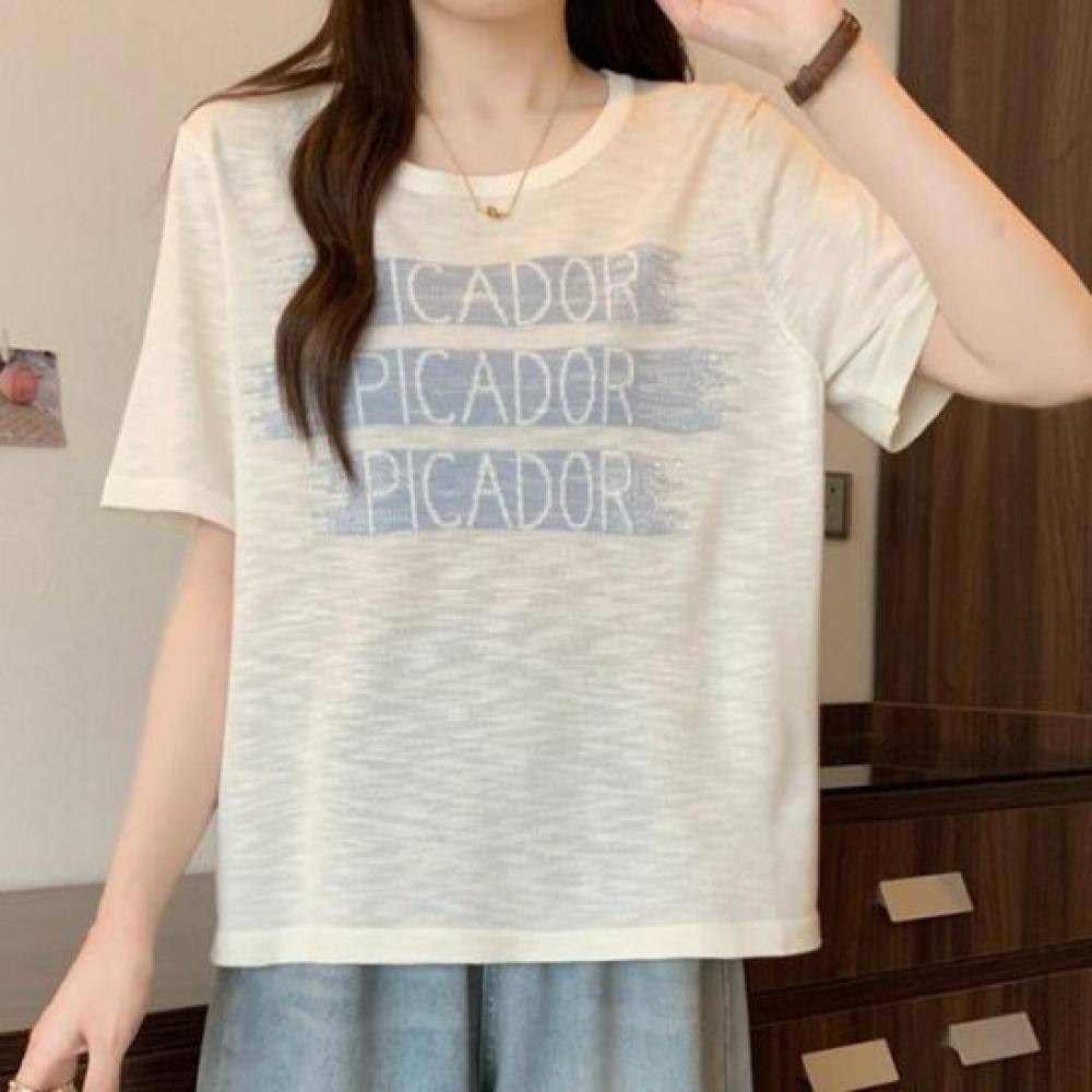 Navava Women Casual Daily LeTTering PrinTing ShorT Sleeve T shirT nT3290