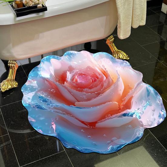 3D Цветочный коврик для пола Нескользящий Впитывающий коврик для ванной Реалистичный коврик с цветочным узором для кухни, спальни, гостиной, прихожей