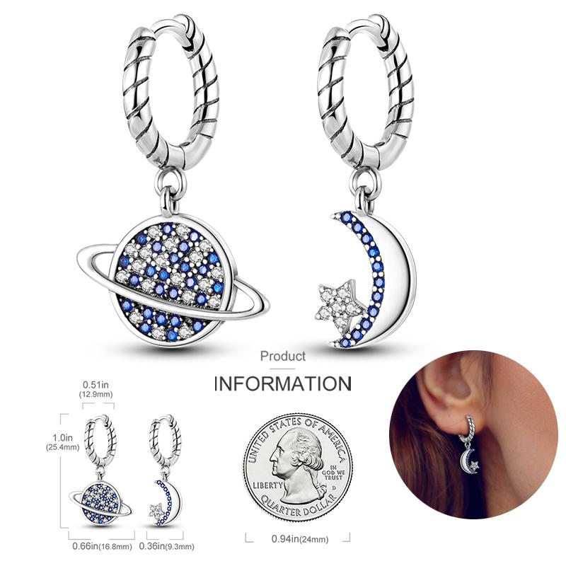 2023 Серебряные светящиеся серьги-ракушки для женщин с фианитами в форме сердца, звезды и луны, серьги-кольца для помолвки и свадьбы